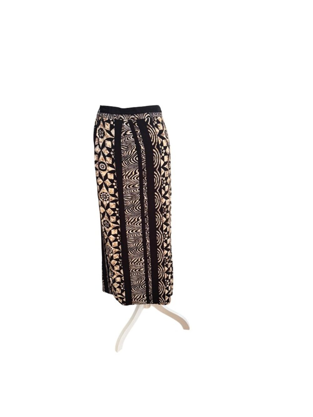 LAmadei Plus Abstract Black & Cream Maxi Skirt 24W
